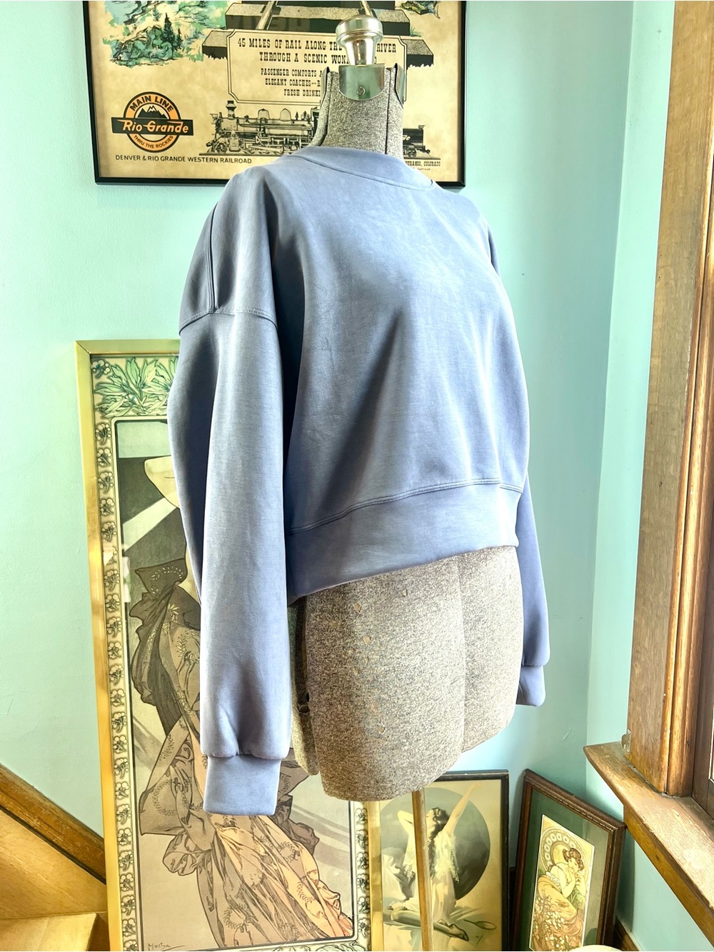 lululemon athletica cropped pullover sweatshirt in muted periwinkle